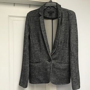 Like New Ann Taylor Marled Grey Double-knit Sweater Buttoned Blazer size Medium